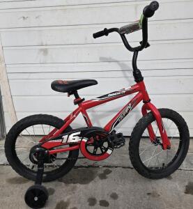 Huffy 16" Rockit w/Training Wheels, red