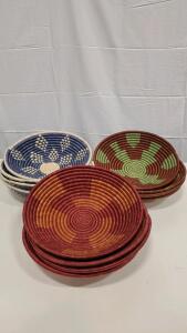 (12) Assorted Woven Wall Hanging Baskets