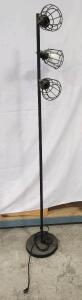 (1) Black Industrial 3-Cage Light Tree Floor Lamp