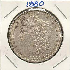 1880 Morgan Dollar Coin, United States, 90% Silver
