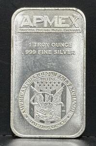 APMEX 1 Troy Ounce .999 Fine Silver Bullion Bar