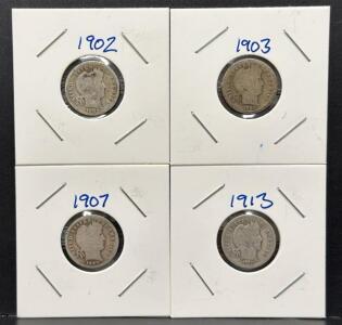 Barber Dimes 1902, 1903, 1907, 1913 - Liberty Head Design