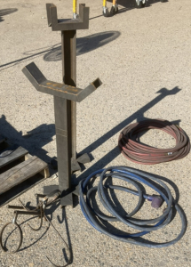 Metal Stands, Two Air Hoses, Tote W/ Movers Blanket And Large Extension Cord