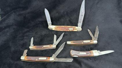 Lot Of 4 Old Timer Knives & 1 Vintage Precise Silver Eagle
