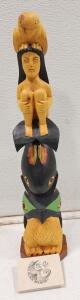 (1) Geniune Hand-Carved Alaska Black Diamond Seawoman Totem Pole