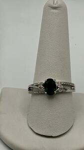 Faceted Oval Cut Green Emerald W/.925 Silver Ring Size 10