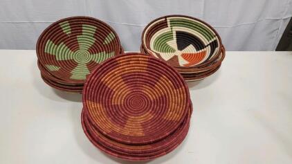 (12) Assorted Woven Wall Hanging Baskets