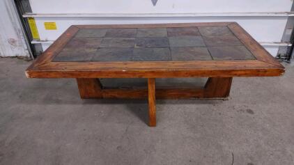 Rustic Wood and Slate Tile Coffee Table, Rustic/Country Style