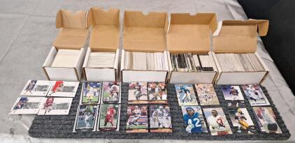 (5) Small Boxes Of Assorted Football Trading Cards Including Hof'ers , Rookies and Stars