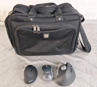 (3) Wireless Mice W/ USB Dongles & (1) Laptop / Electronics Bag