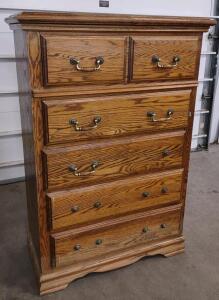 Traditions Oak Finish Chest of Drawers, 5-Drawer Solid Wood, Made in USA