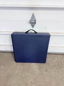 Portable Folding Table, Dark Blue, Metal Legs, Plastic Top