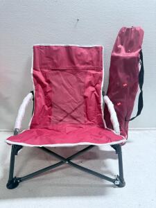 (2)Ozark Trail Low-Profile Chair, Model SW15038-1, Red, 225 lbs Capacity