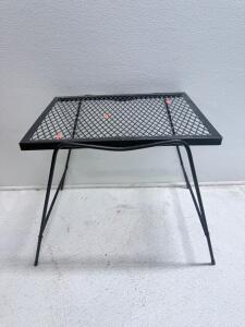 Metal Table, Black, Mesh Top, Outdoor or Camping