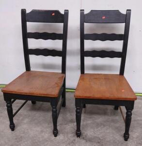 Malaysian Ladder Back Dining Chairs, 2005, Wood, Black/Natural