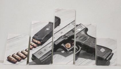 (1) Modern Home Decor Canvas Handgun Picture Wall Art Set of 5