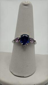 Blue Sapphire & Amethyst Ring Size 8