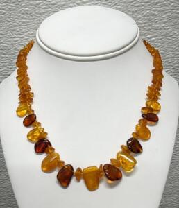 Natural Amber Necklace, Mixed Shape, 18 Inches
