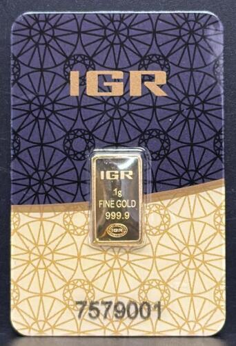IGR Gold Bar 1g, 999.9 Fineness, Serial Number 7579001