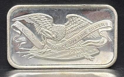 1 Ounce SilverTowne Silver Bullion Bar, .999 Fine, Eagle Design