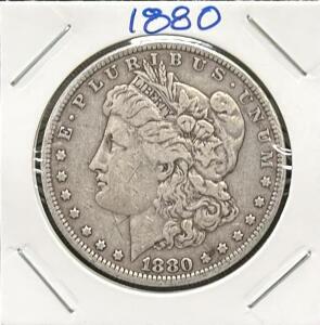 1880 Morgan Silver Dollar Coin, One Dollar, U.S. Mint, George T. Morgan