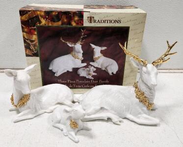 (1) Traditions Three Piece Porcelain Deer Family Set 3-Piece