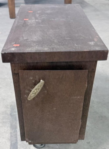 (1) Brown Rolling Wooden Cabinet