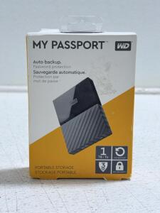 WD My Passport Portable External Hard Drive, 1 TB Capacity, Auto Backup