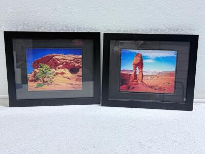 Framed Photographs of Delicate Arch and Red Rock Landscape, Black Frame
