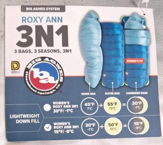 (1) Big Agnes Roxy Ann 3-In-1 15F/-9C Women&rsquo;s Sleeping Bag Size Regular