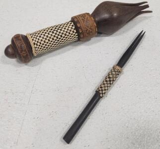 (2) Fijian Wooden Ai Cula Ni Bokola "Cannibal Fork"