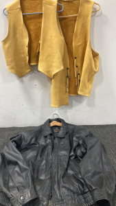 Men’s Leather Coat and (2) Swaid Vests