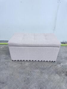 Beige Fabric Storage Ottoman with Tufted Top and Hinged Lid 30x15x15 Inches