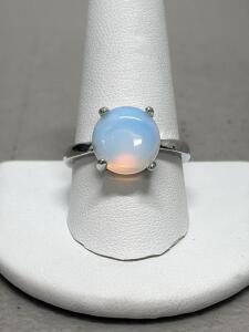Size 10-1/2 Opal Ring with Silver Band