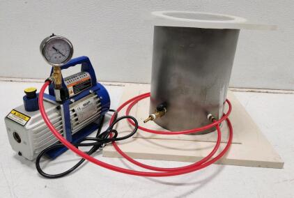 (1) Idealair 3.5 CFM 1/4 HP Model Single-Stage Rotary Vane Vacuum Pump W/ Vacuum Degassing Chamber
