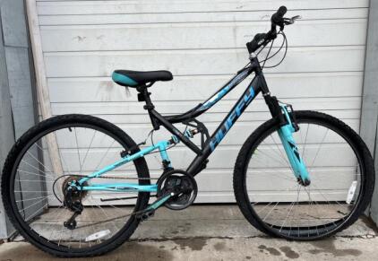 Huffy 26" Trail Runner full suspension mountain bike in black and teal