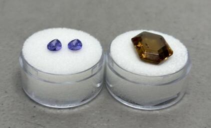 Color-Changing Alexandrite & Purple Tanzanite, 11.05ct & 2.10ct, Fancy & Pear Cut