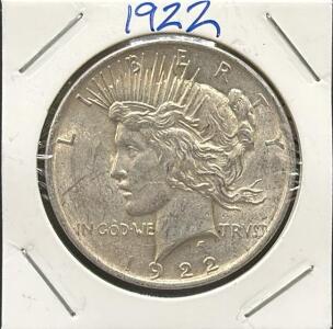1922 United States Peace Dollar Coin, 90% Silver, Anthony de Francisci Design