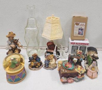 (1) Replica USP Alcatraz Salt and Pepper Shakers (1) Boyds Bearstone "Fire Fighter Jim with Curtis...Learnin' From The Best!" Figurine (1) Boyds Bears "Hope Angelwish & Everychild... Bless Our Children" Figurine And More