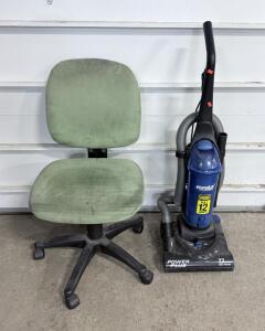 Eureka Power Plus 12 Amps Upright Vacuum Cleaner, Bagless, Blue<br/>& Green Rolling Office Chair