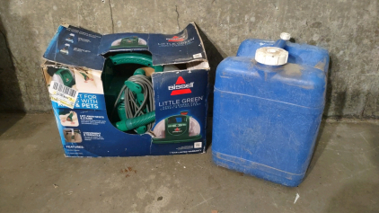 (1) Bissell Little Green Carpet Cleaner, 48 oz Tank, Green & (1) Blue 6 Gal. Aqua Tank