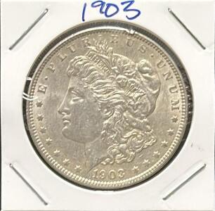 1903 Morgan Silver Dollar Coin, United States Mint, 90% Silver