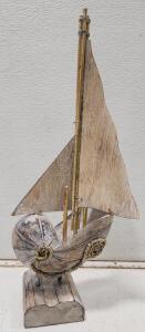 (1) 50" Vintage Wooden Boat In Nautilus Design Made in Indonesia