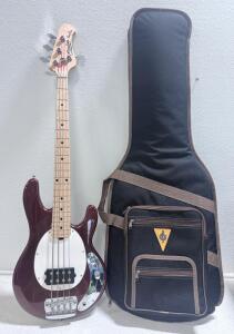 Sterling by Music Man StingRay Electric Bass Guitar, Maple Neck, Burgundy Finish