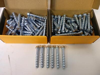 (2)Boxes DeWalt Screw Bolts 3/8"x3" CS ZP HWH , 50 Bolts Per Box = 100 Total (New In Box)