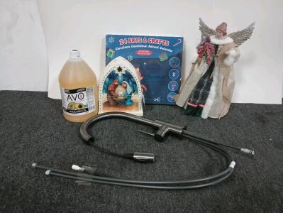 Delta Single Handle Kitchen Faucet With Pull Out Spray Head, 1 Gallon Of Avocado Oil, Christmas Angel And Light Up Nativity Scene, And More!