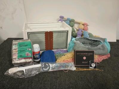 (4) Foldable Storage Containers With Clear Front Door Width=18" Length=12" Height=11", MLEN Magnetic Lashes Kit, Yarn, And More!