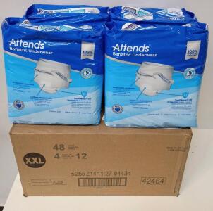 (4) Bags of XXL Attends Bariatric Underwear - 12 Per Bag - 48 Total