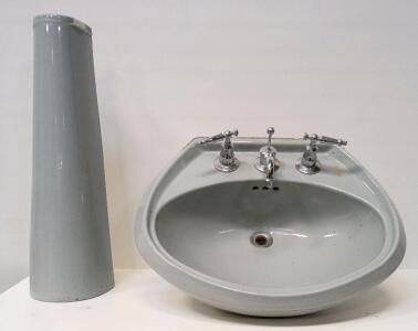 Kohler Chablis Pedestal Lavatory Basin With 8" Centers in Ice Grey.