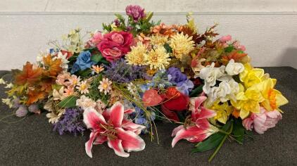 Variety Of Faux Flowers And Greenery